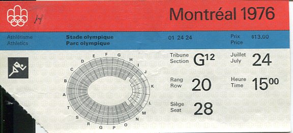 Biljett OS-Montreall 1976 athletics