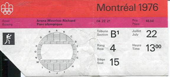Biljett OS-Montreal 1976 boxing