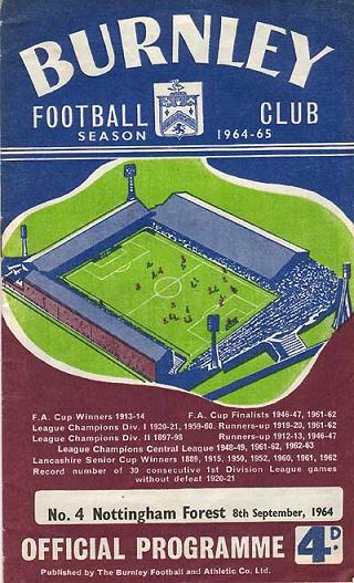 Football programme Burnley och Nottingham Forest 1964