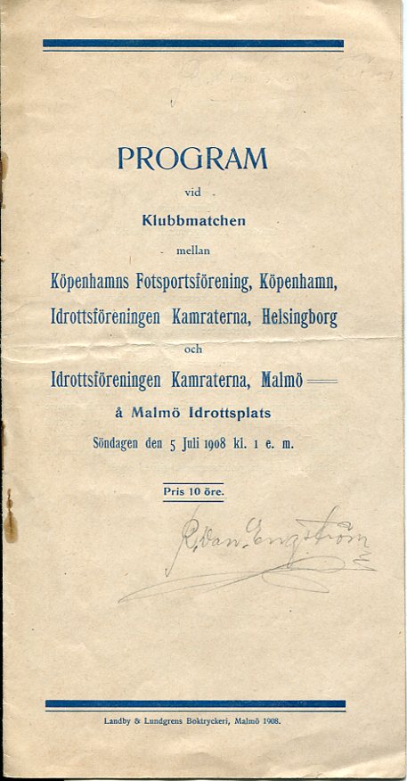 Program klubbmatchen friidrott 1908
