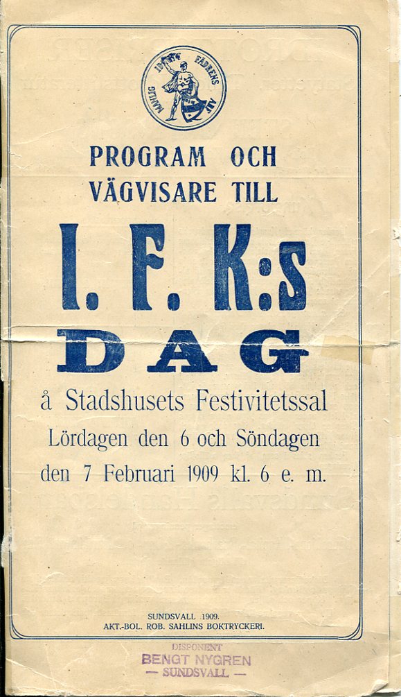 Program och vägvisare till IFK: dag 1909
