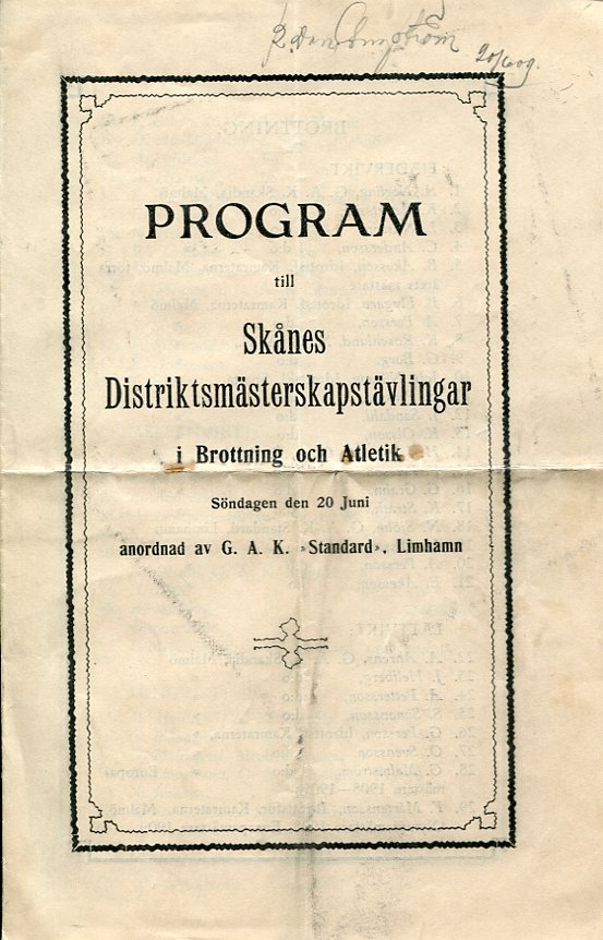 Skånes Distriksmästerskap Brottning & Atletik 1909