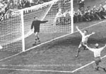VM-fotboll 1958 vykort Sverige-Sovjet