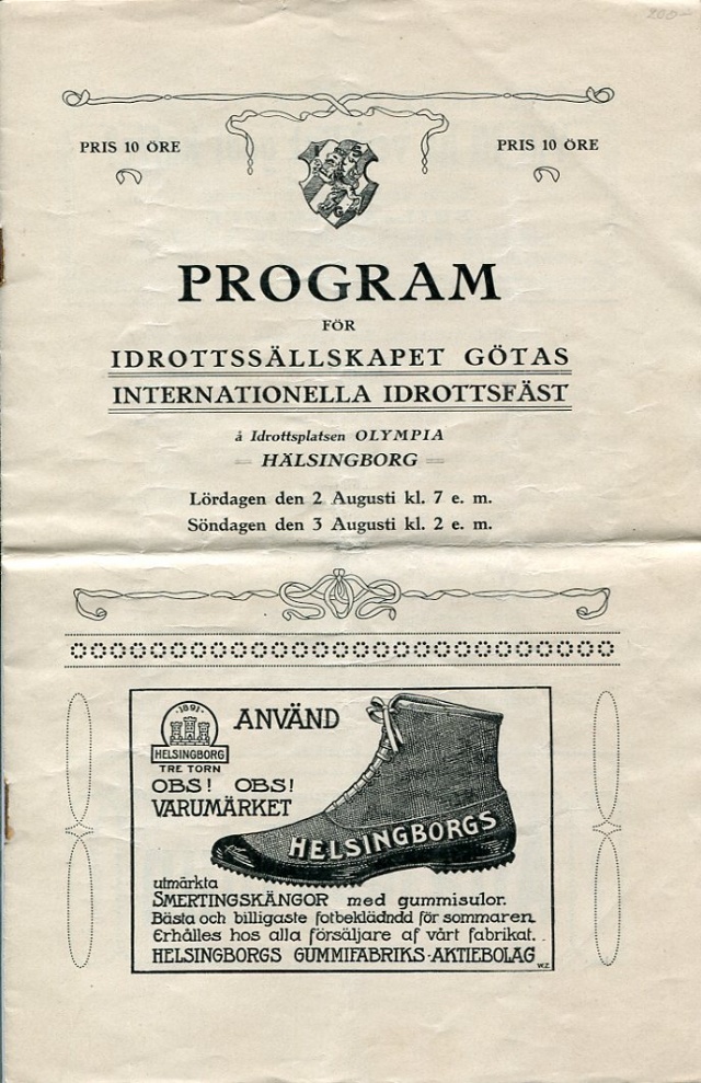 Program för IS Götas internationella idrottsfäst 1913