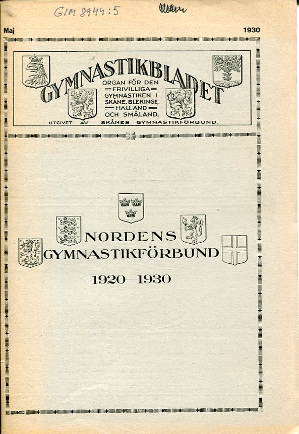 Gymnastikbladet Nordens gymnastikförbund 1920-1930