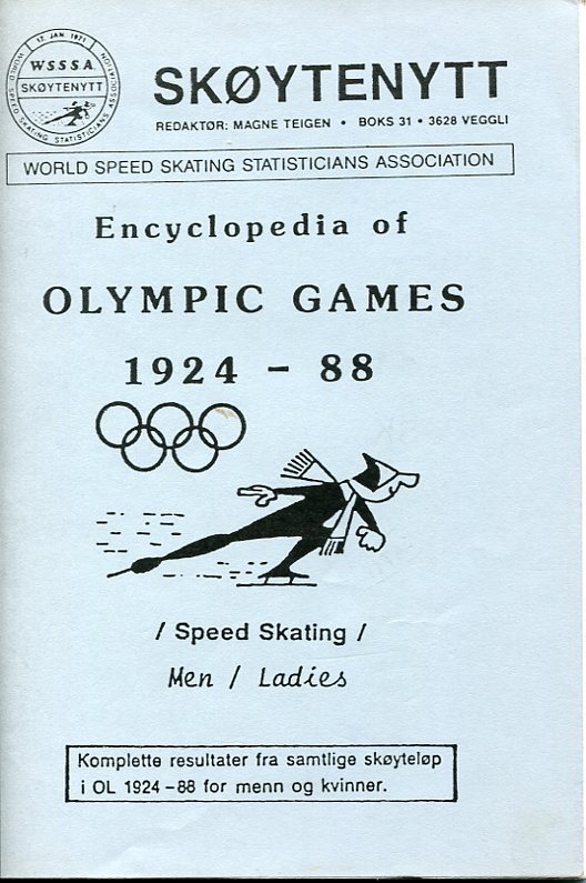 Speed skating encyclopedia of Olympic games 1924-88