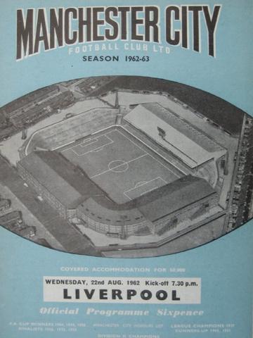 Football programme Manchester City vs Liverpool 22nd aug.1962