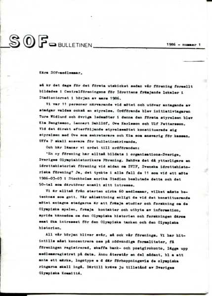 SOF-bulletinen no. 1 1986
