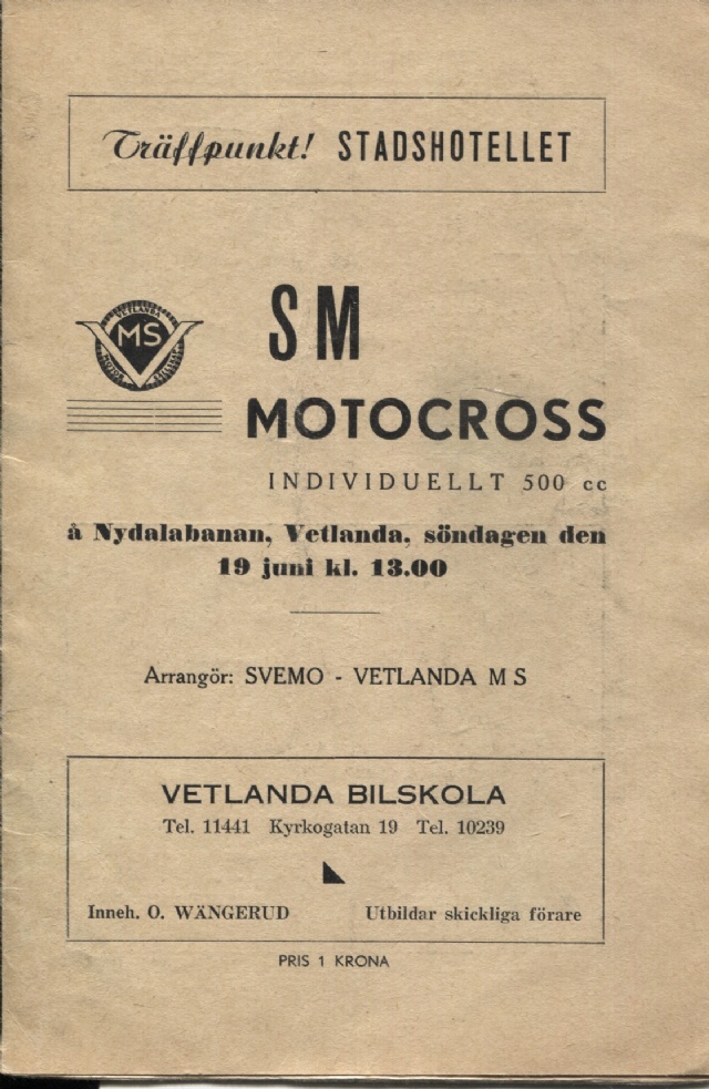SM motocross Vetlanda 19/6 1960